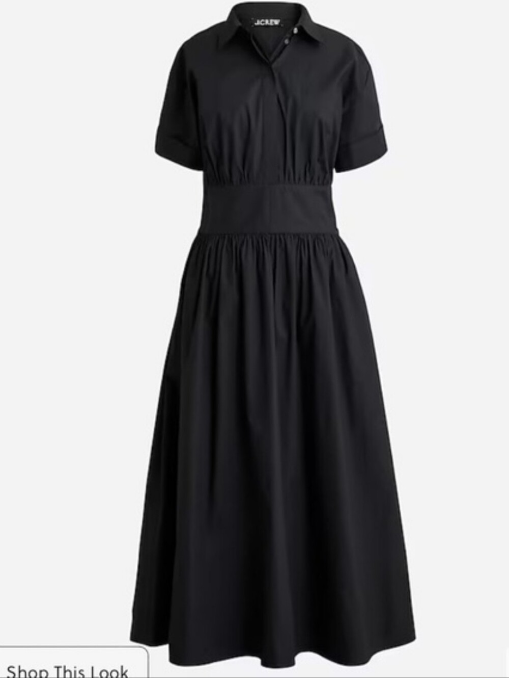 J. Crew Fitted-waist shirtdress stretch cotton poplin Black Size 12